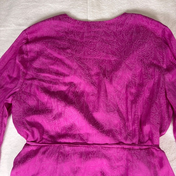 GUESS Midi Wrap Dress Womens XL Magenta Paisley Print Long Sleeve Western Boho - Picture 13 of 16
